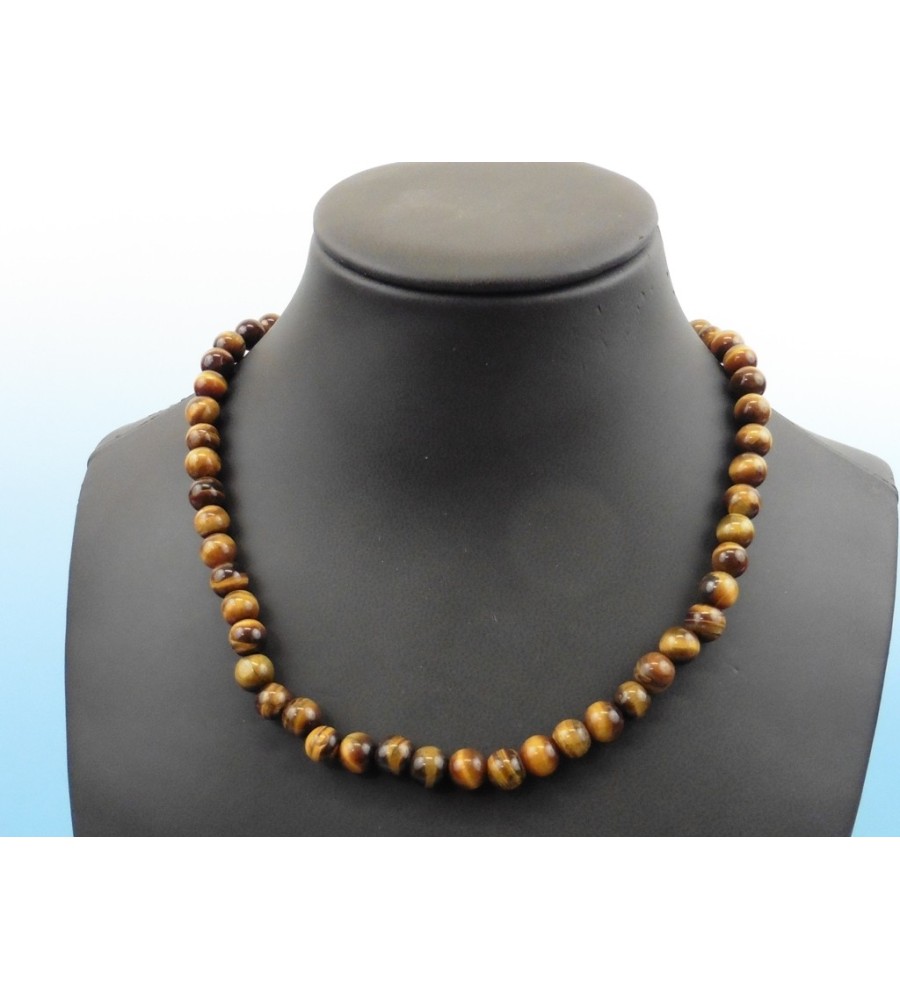 Tijgeroog collier met zilveren slot