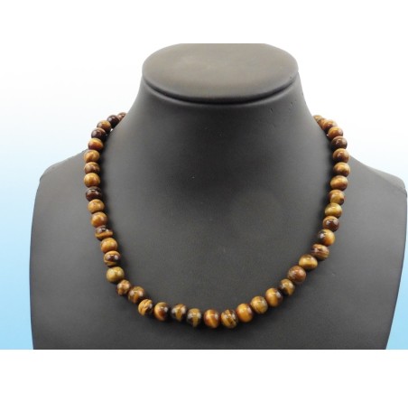 Tijgeroog collier met zilveren slot
