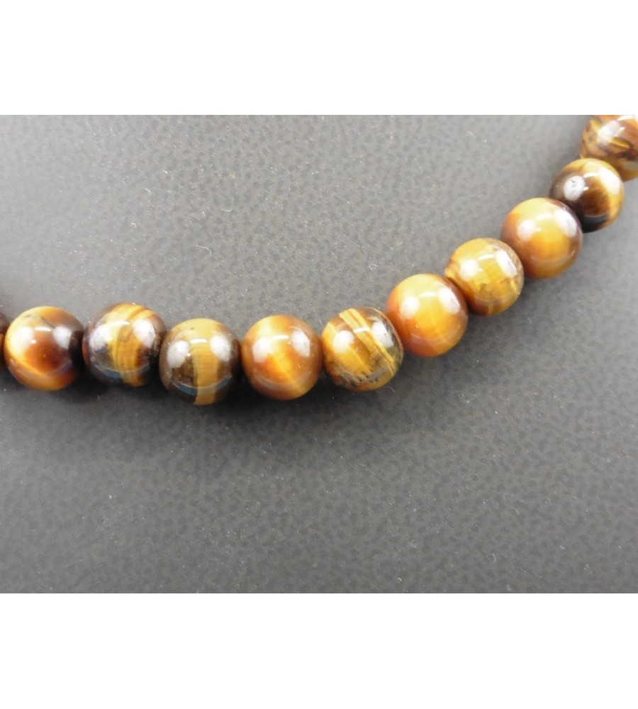 Tijgeroog collier met zilveren slot