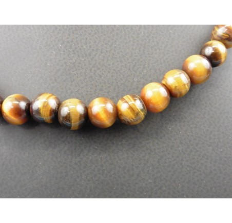 Tijgeroog collier met zilveren slot