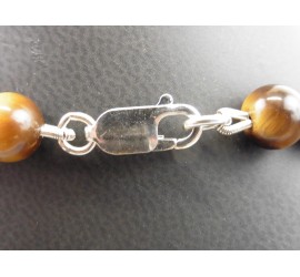 Tijgeroog collier met zilveren slot