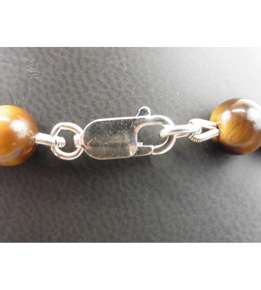 Tijgeroog collier met zilveren slot
