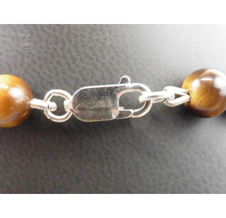 Tijgeroog collier met zilveren slot