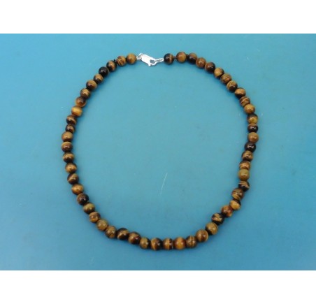 Tijgeroog collier met zilveren slot