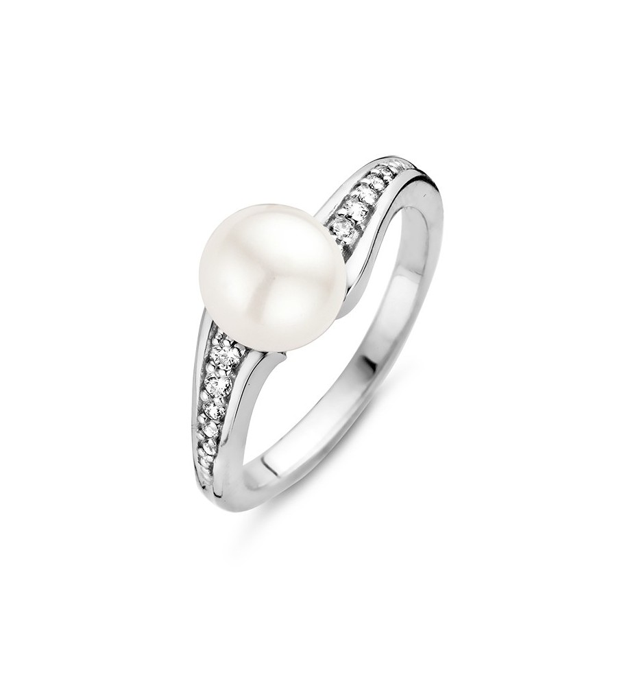 Rosa di Luca zilveren ring met zirkonia en parel