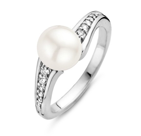 Rosa di Luca zilveren ring met zirkonia en parel