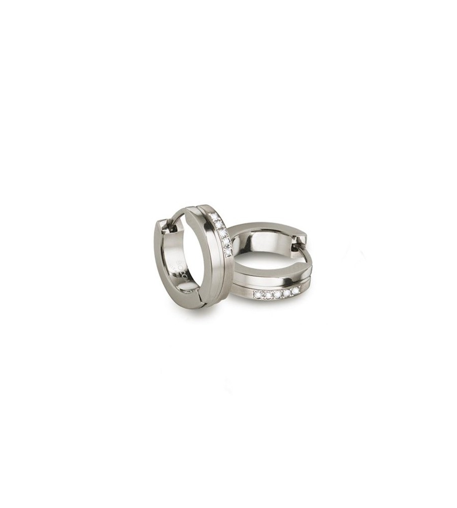 Boccia titanium creolen met briljant