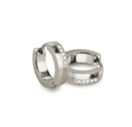 Boccia titanium creolen met briljant