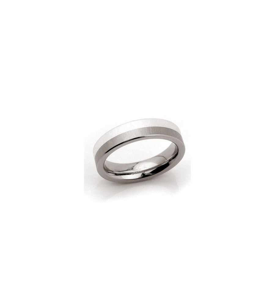 Reis Overwinnen uitdrukken Boccia titanium ring met zilver 0115-01 Maat 52