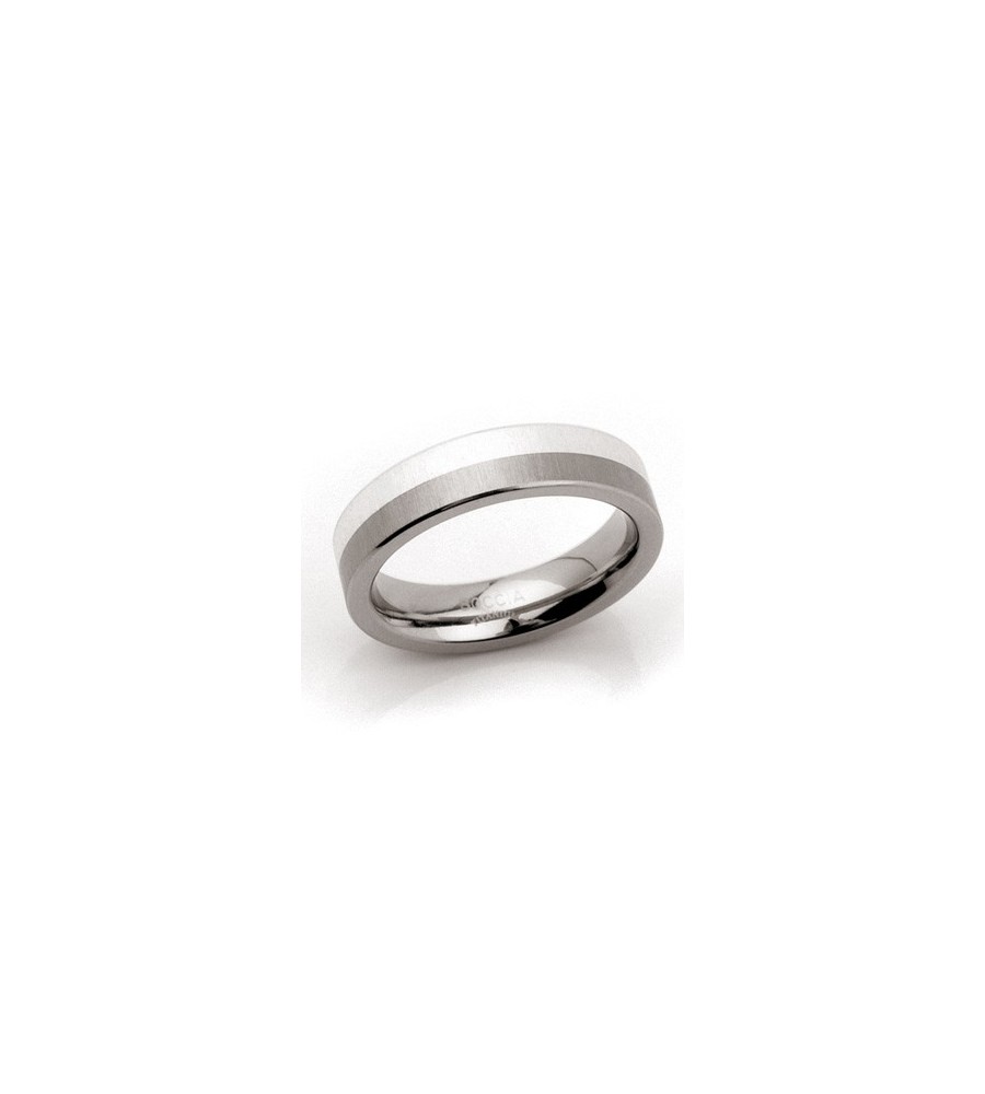 Boccia titanium ring met zilver Boccia titanium ring met zilver