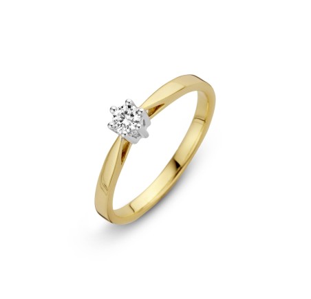 Gouden damesring solitair met briljant