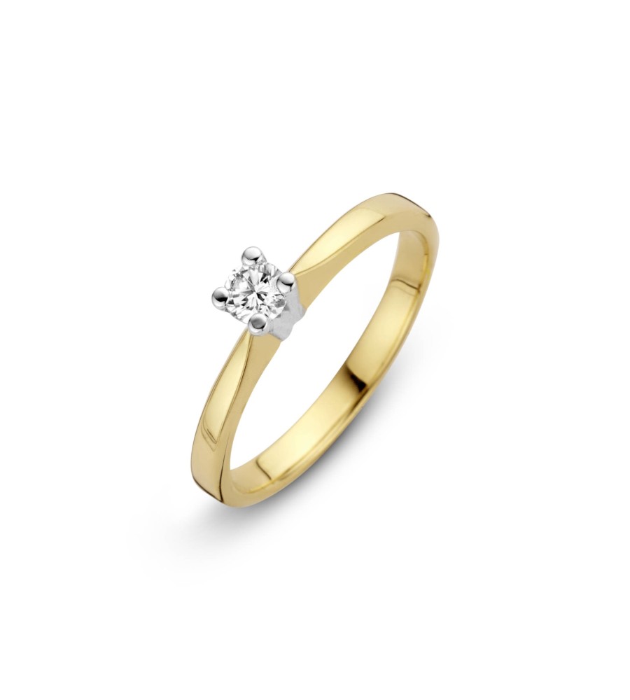 Gouden Briljant damesring solitair Eternal