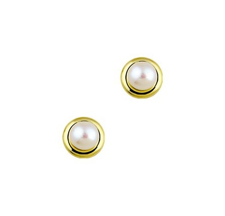 Gouden oorknopjes met zoetwater parel 3/4,5 en 4,5/6mm