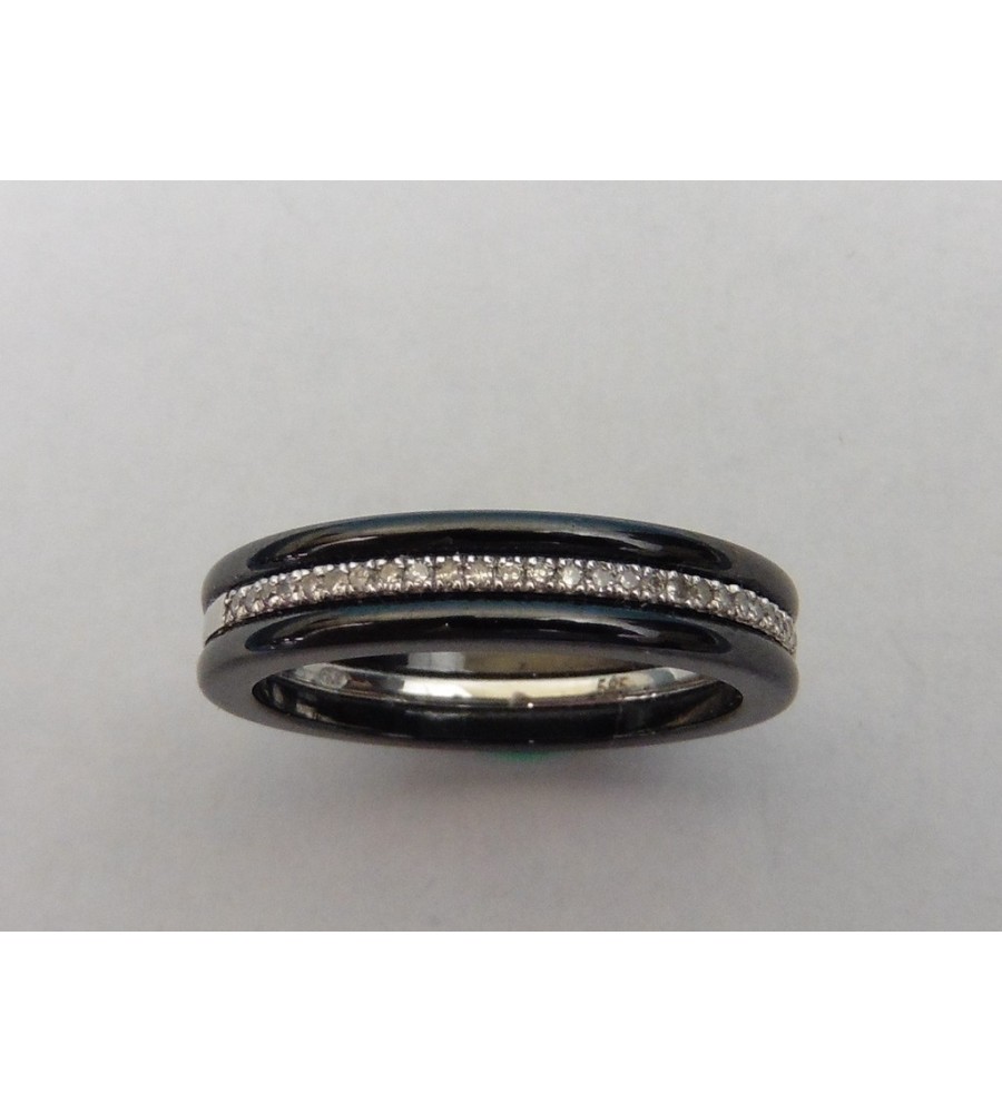 Witgouden damesring met diamant en keramiek