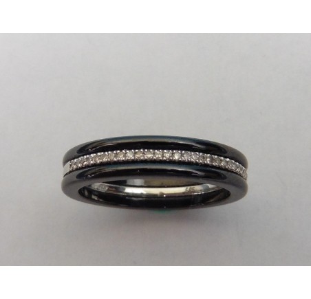 Wit gouden damesring met diamant en keramiek