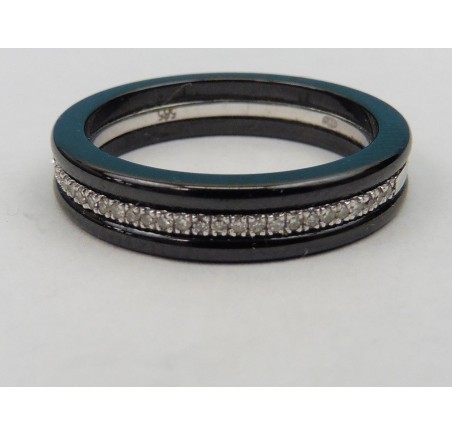 Wit gouden damesring met diamant en keramiek