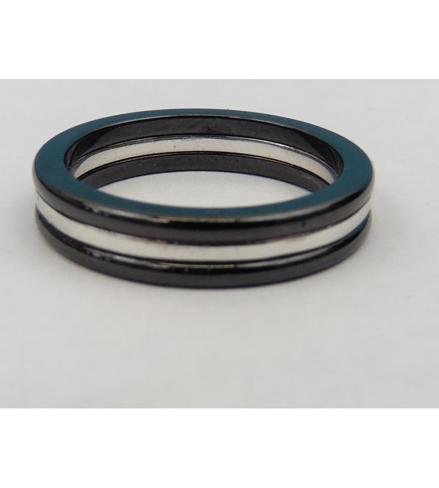 Witgouden damesring met diamant en keramiek