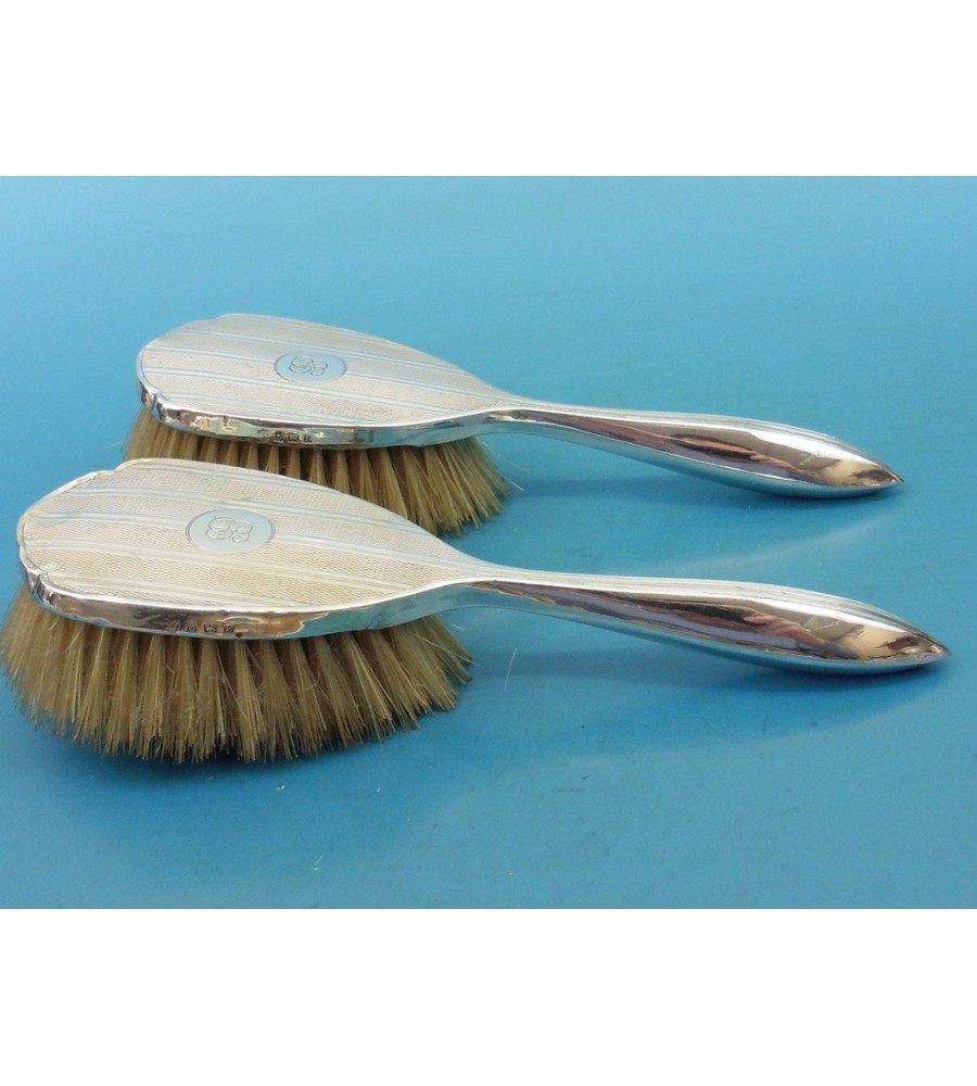 2 borstels met zilveren handvaten