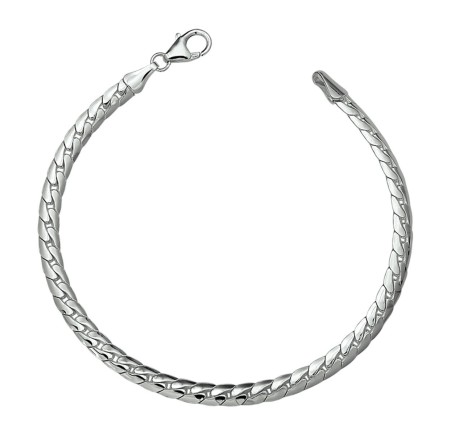 Zilveren plat gourmet collier
