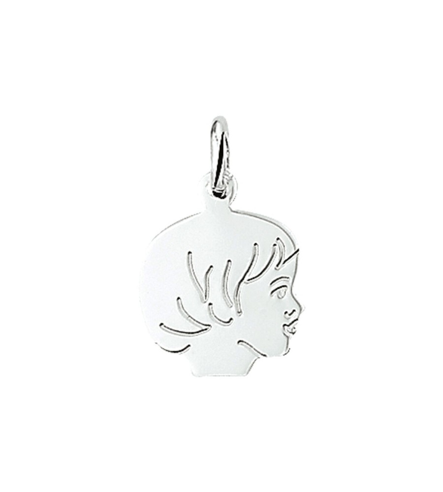 Zilveren hanger kinderkopje meisje