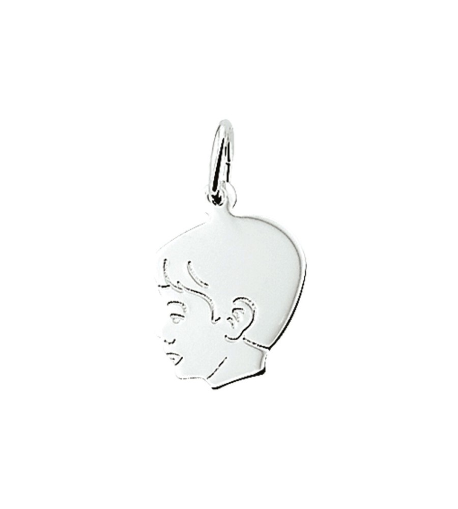 Zilveren hanger kinderkopje jongen