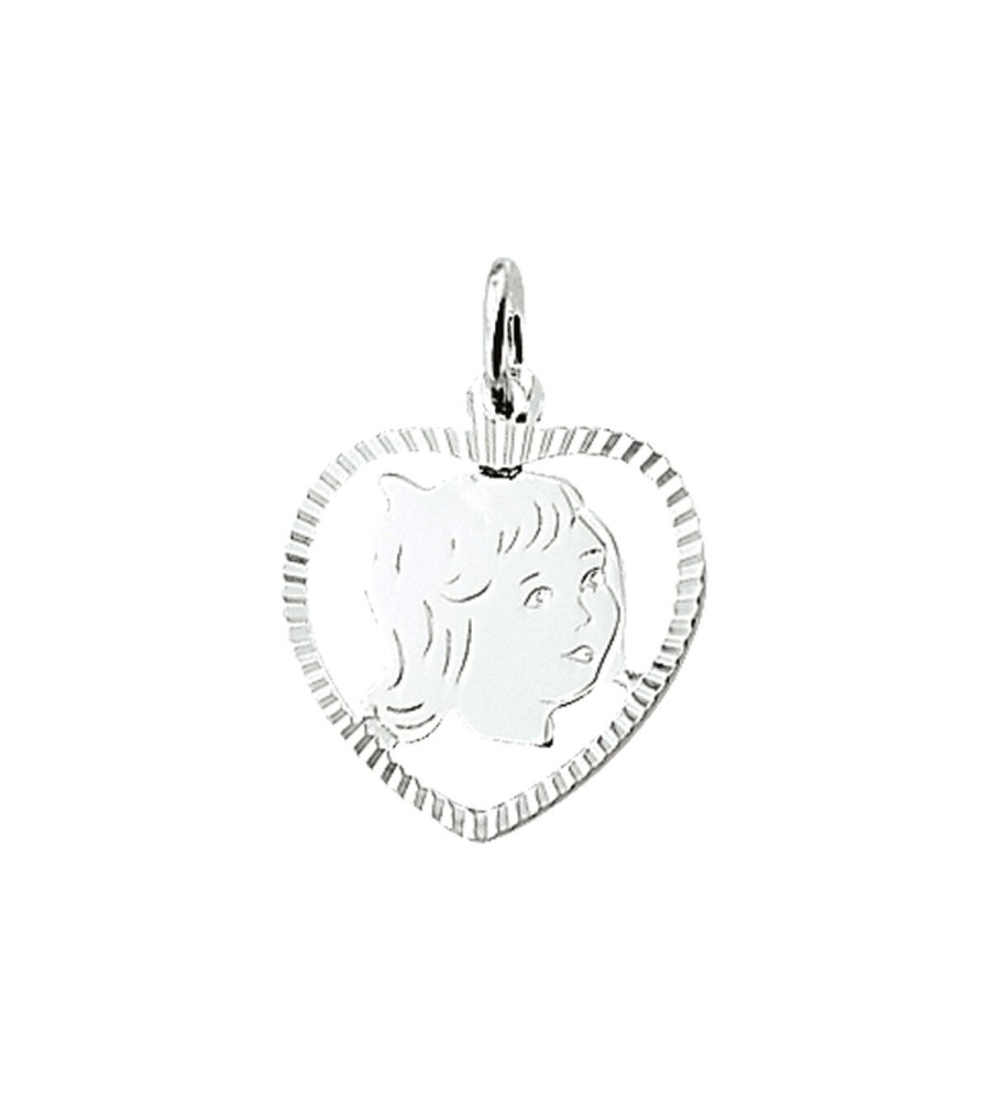 Zilveren hanger kinderkopje meisje