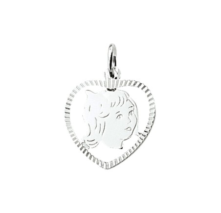 Zilveren hanger kinderkopje meisje