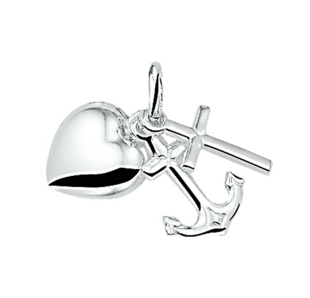 Zilveren hanger geloof  hoop liefde