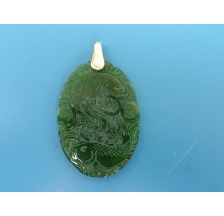 Jade hanger met gouden hangoog
