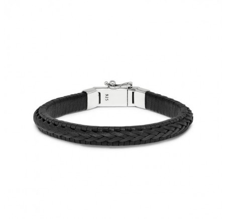Silk leren armband met zilveren sluiting 171BLK