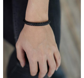 Silk leren armband met zilveren sluiting 171BLK Silk leren armband met zilveren sluiting 171BLK