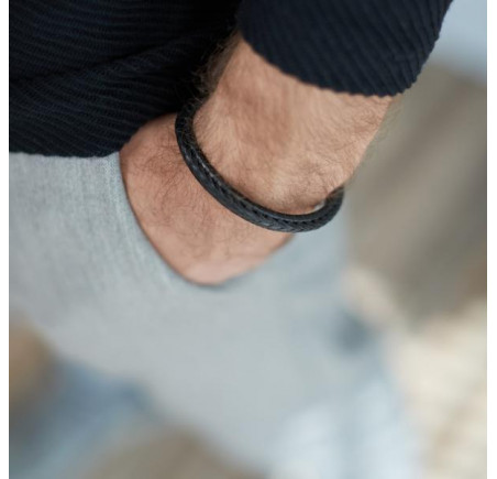 Silk leren armband met zilveren sluiting 171BLK