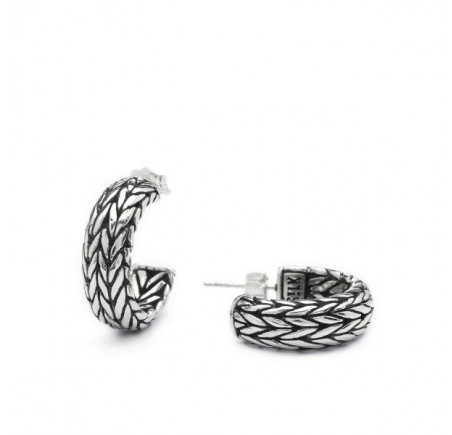 Silk zilveren half creolen 399 Arch Collection