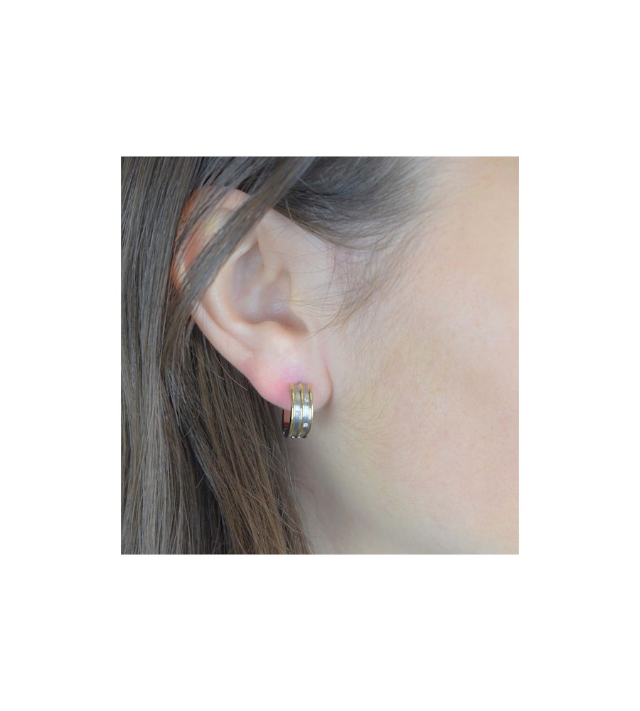 Boccia titanium creolen met diamant