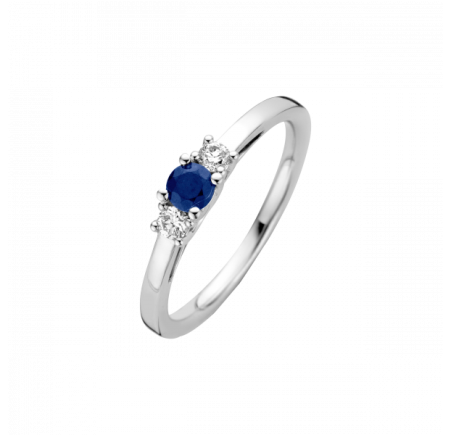 Witgouden Briljant damesring met briljant en saffier Nozza 657060003