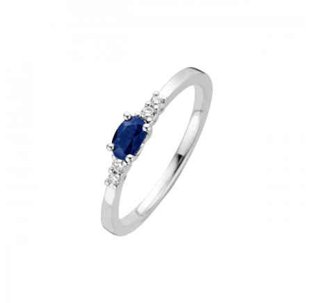 Witgouden Briljant damesring met briljant en saffier Sarca 657060002