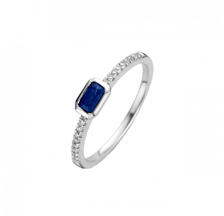 Witgouden Briljant damesring met briljant en saffier Gavia 657060006