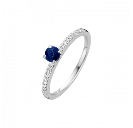 Witgouden Briljant damesring met briljant en saffier Maira 657060007