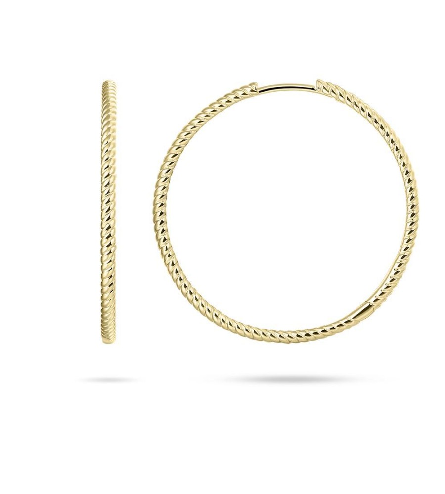 Gouden klapcreolen met kabelrand 12-30 mm