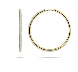 Gouden klapcreolen met zirkonia 10-30 mm