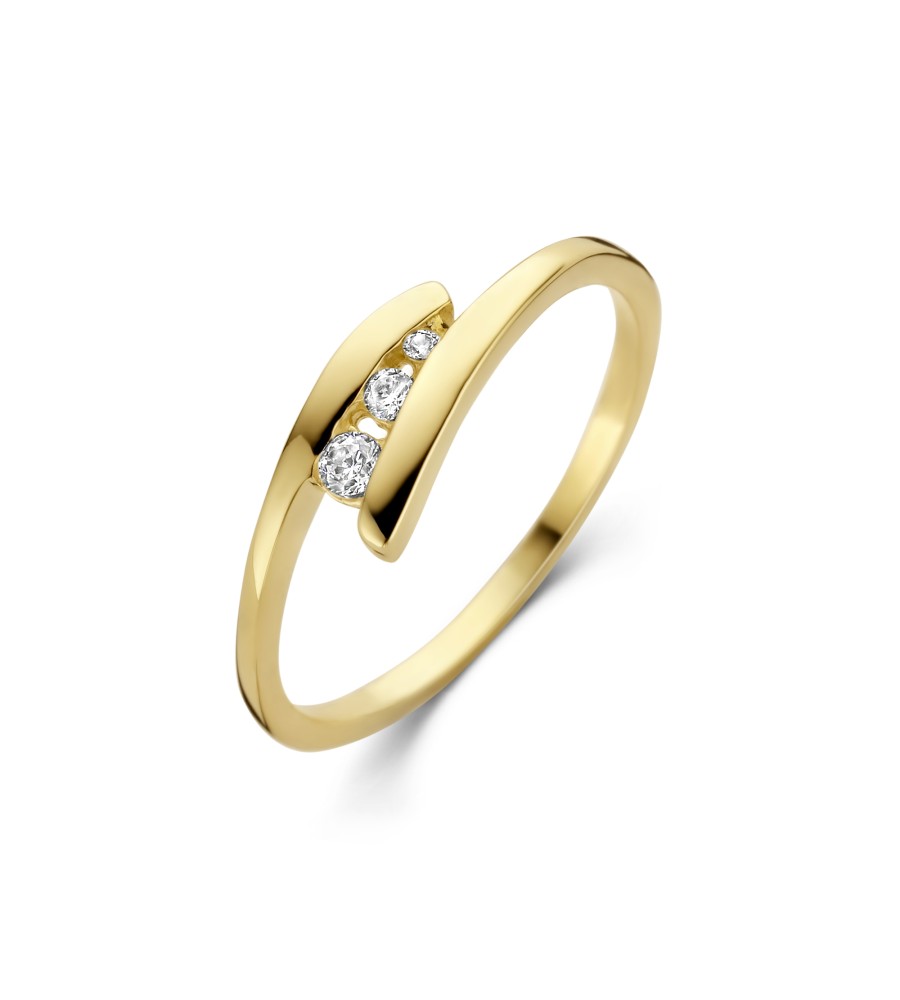 Gouden damesring met zirkonia