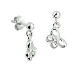 Zilveren oorhangers vlinder met zirkonia  10.20236