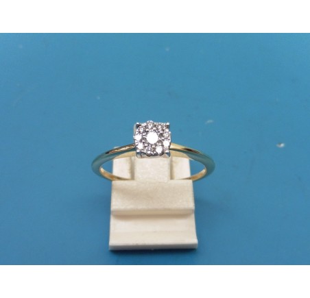 Gouden Diamonde bi-color damesring met briljant