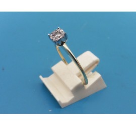 Gouden Diamonde bi-color damesring met briljant