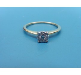 Gouden Diamonde bi-color damesring met briljant