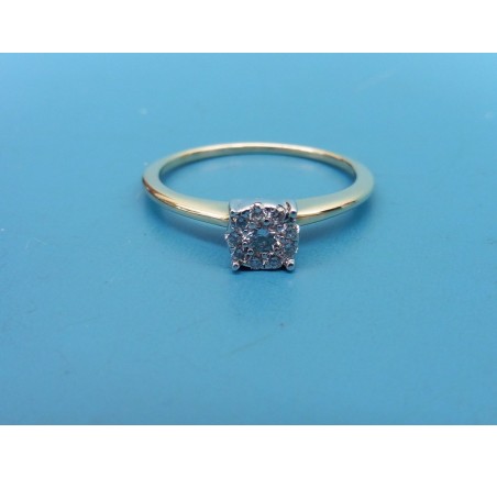Gouden Diamonde bi-color damesring met briljant
