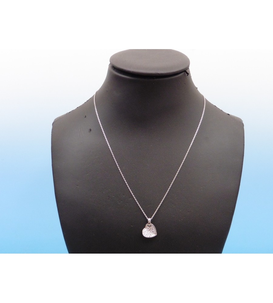 Zilveren hart hanger met zirkonia en collier