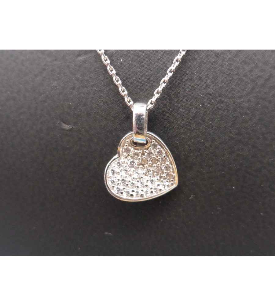 Zilveren hart hanger met zirkonia en collier