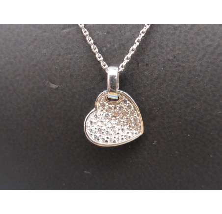 Zilveren hart hanger met zirkonia en collier