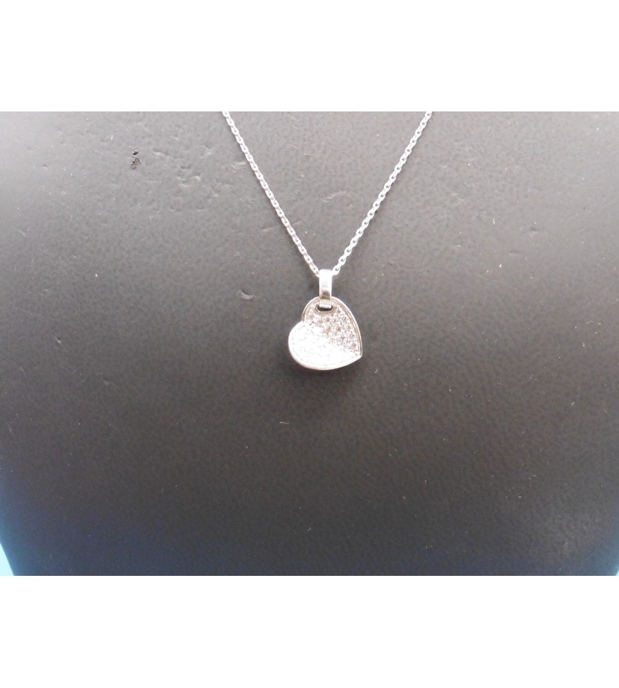 Zilveren hart hanger met zirkonia en collier